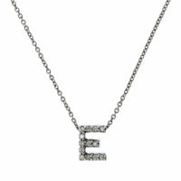 Roberto Coin 18K White Gold "E" Initial Diamond Necklace