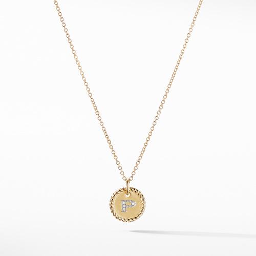 "P" Pendant with Diamonds in Gold on Chain