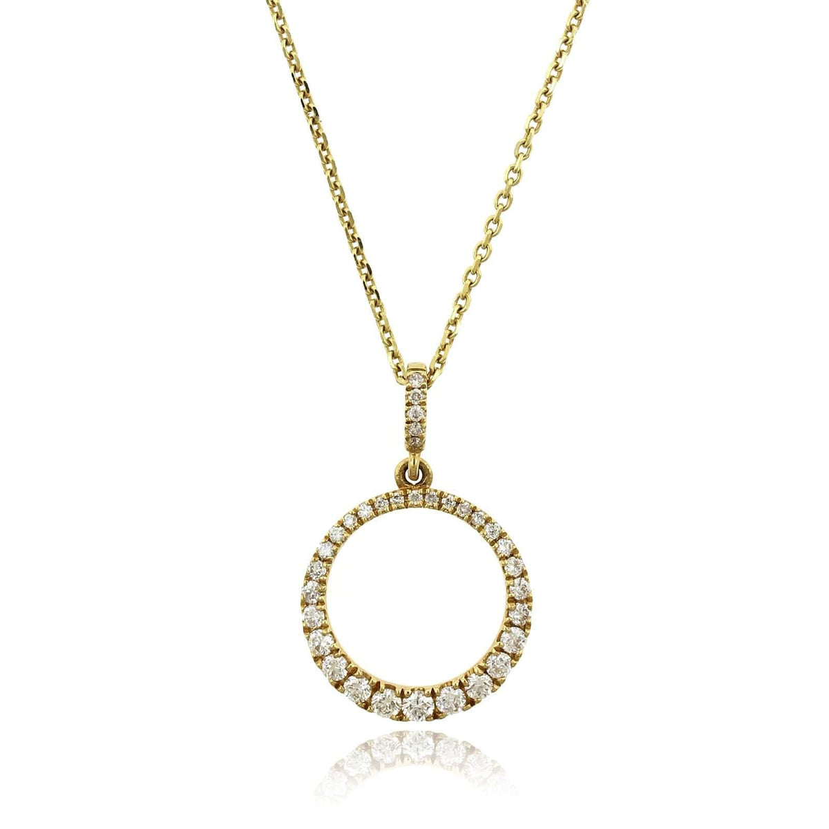 18K Yellow Gold Graduated Circle Diamond Pendant