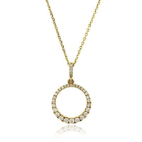 18K Yellow Gold Graduated Circle Diamond Pendant