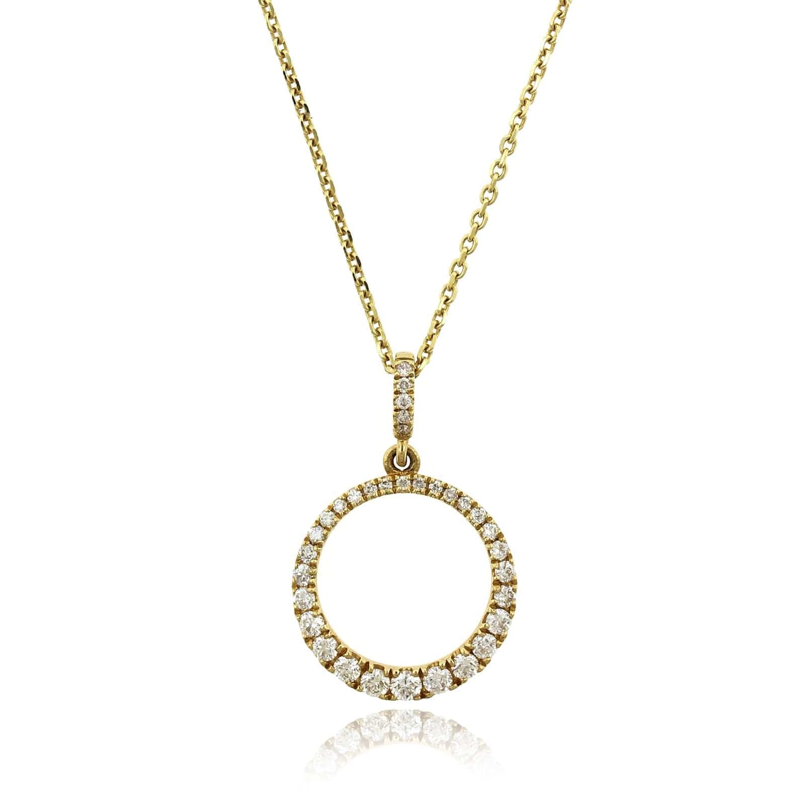 18K Yellow Gold Graduated Circle Diamond Pendant