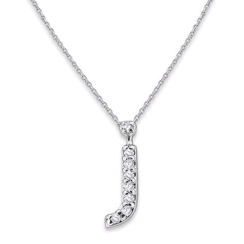 14K White Gold "j" Initial Necklace