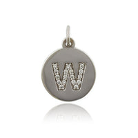 14K White Gold "W" Disc