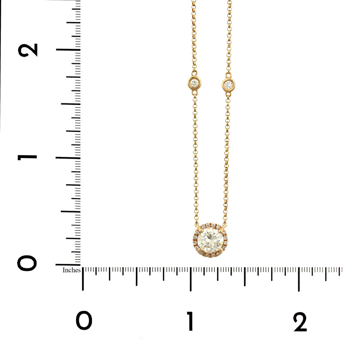 18K Rose Gold Diamond Halo Necklace