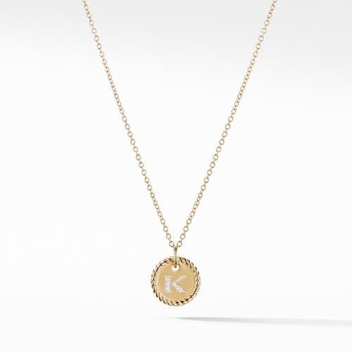 "K" Pendant with Diamonds in Gold on Chain