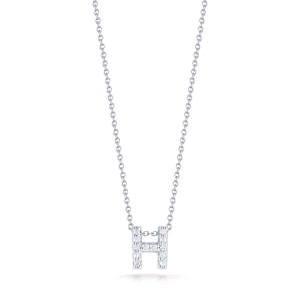 Roberto Coin 18K White Gold "H" Initial Diamond Necklace