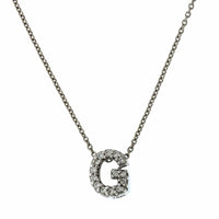 Roberto Coin 18K White Gold "G" Initial Diamond Necklace