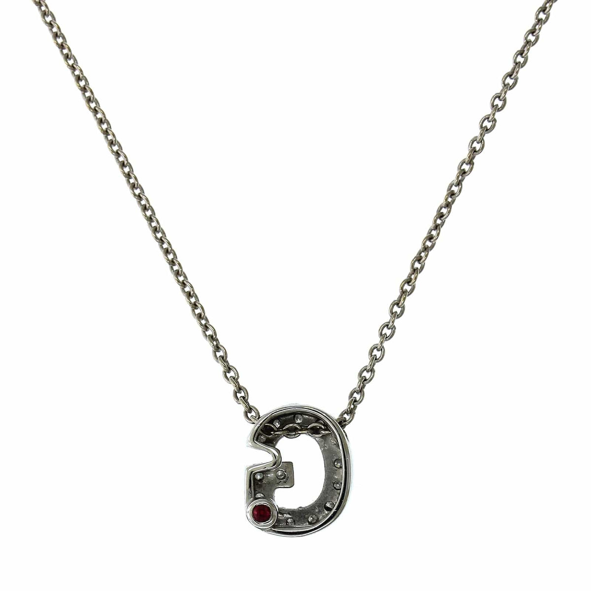 Roberto Coin 18K White Gold "G" Initial Diamond Necklace