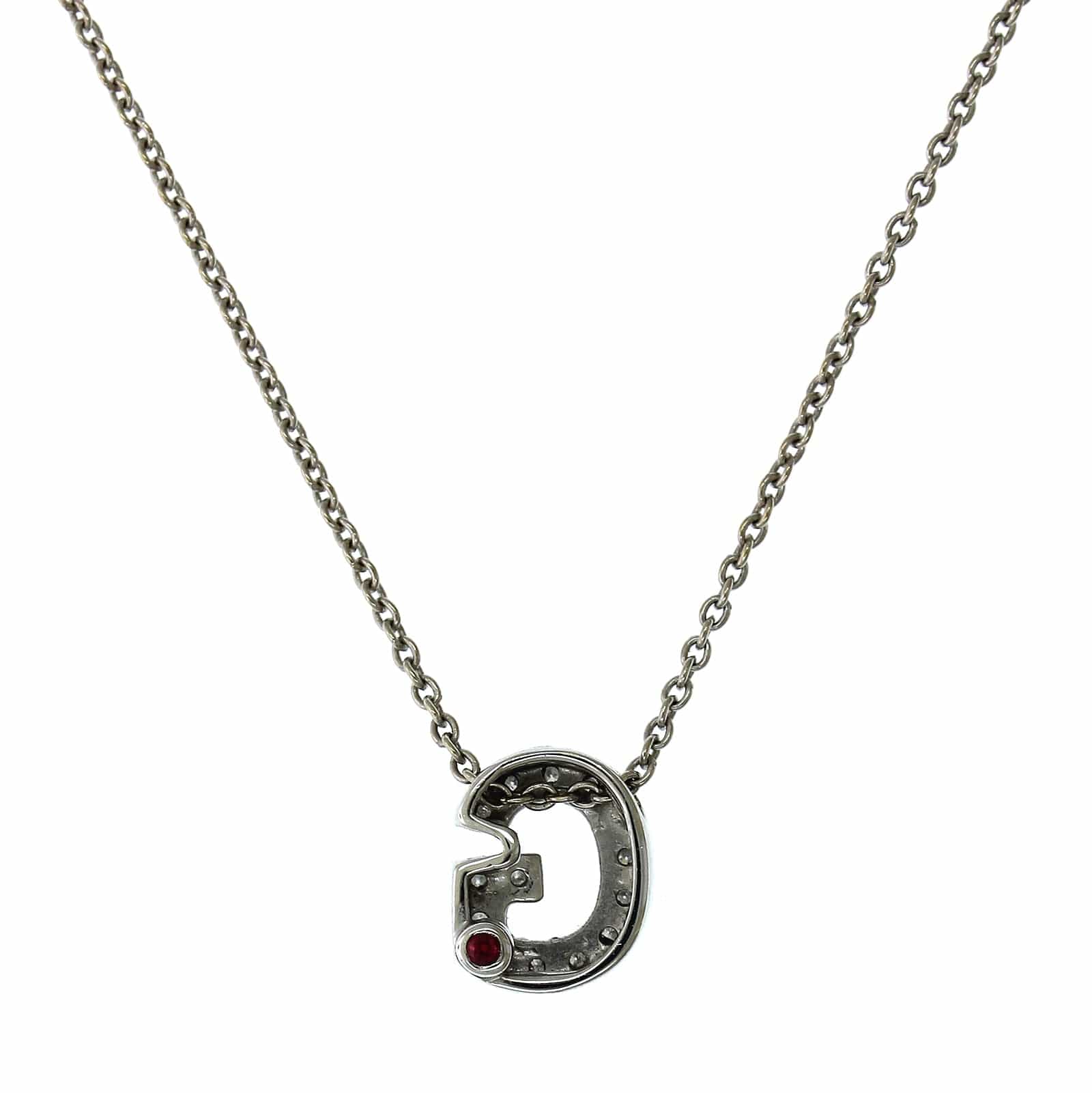 Roberto Coin 18K White Gold "G" Initial Diamond Necklace