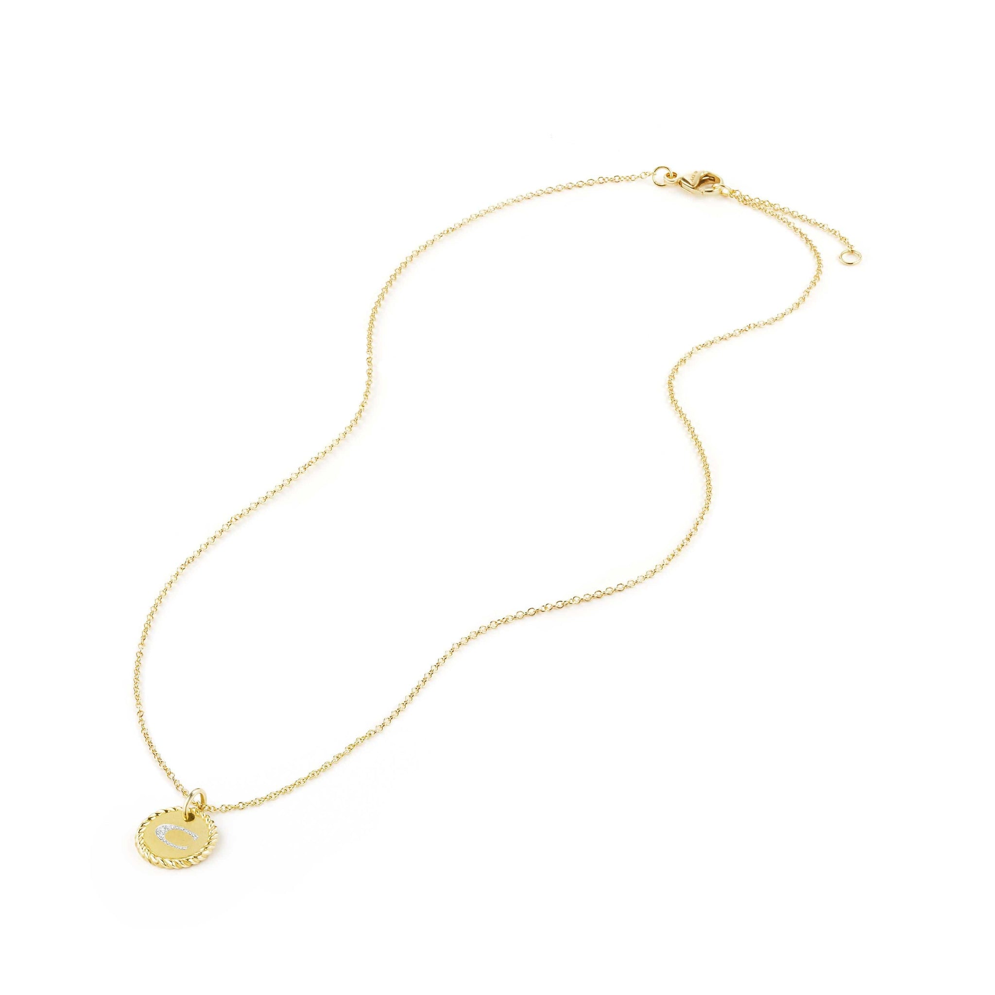 Initial Charm Necklace with Diamonds in 18K Gold