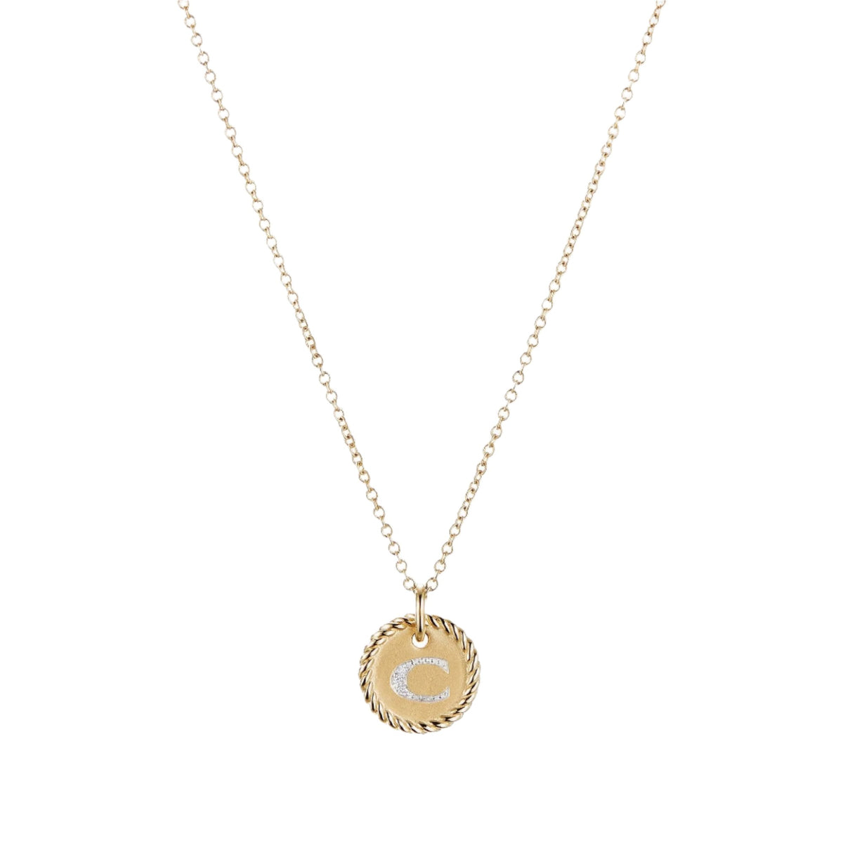 Initial Charm Necklace with Diamonds in 18K Gold