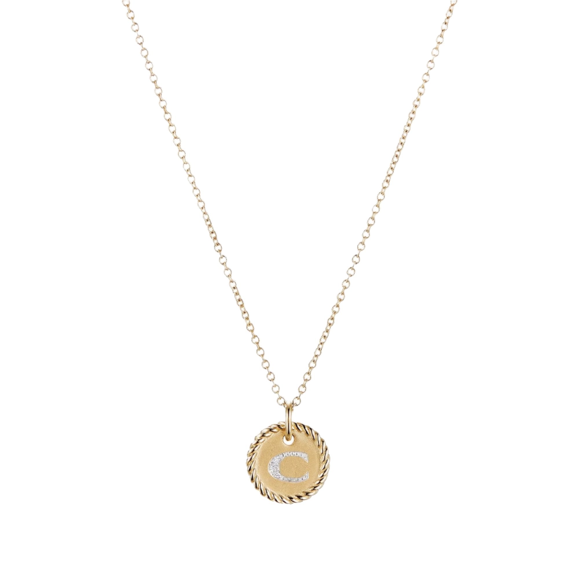 Initial Charm Necklace with Diamonds in 18K Gold