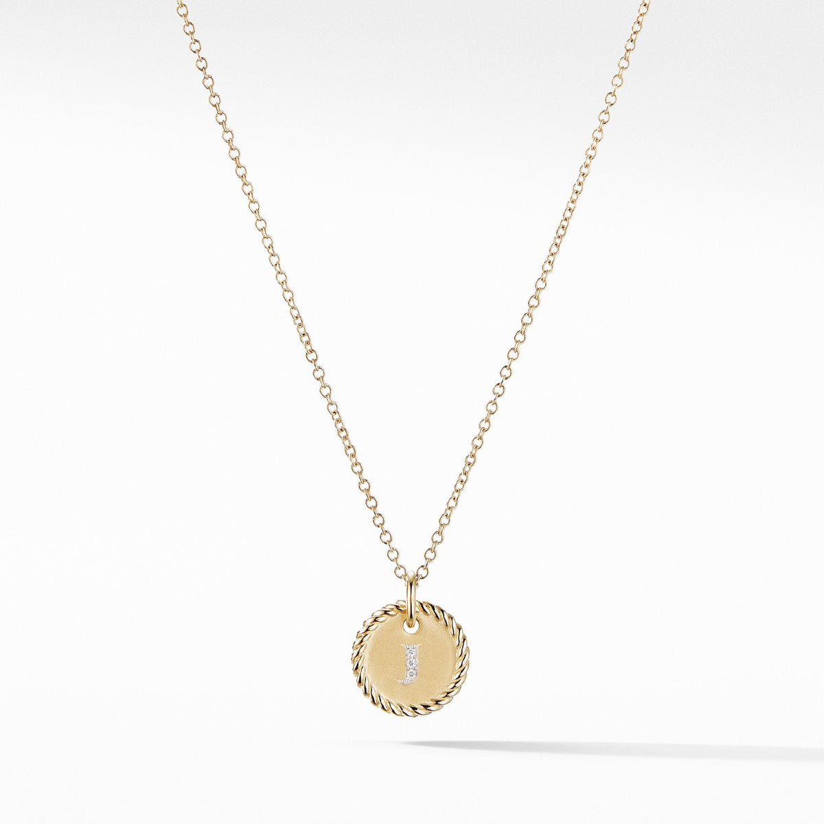 "J" Pendant with Diamonds in Gold on Chain