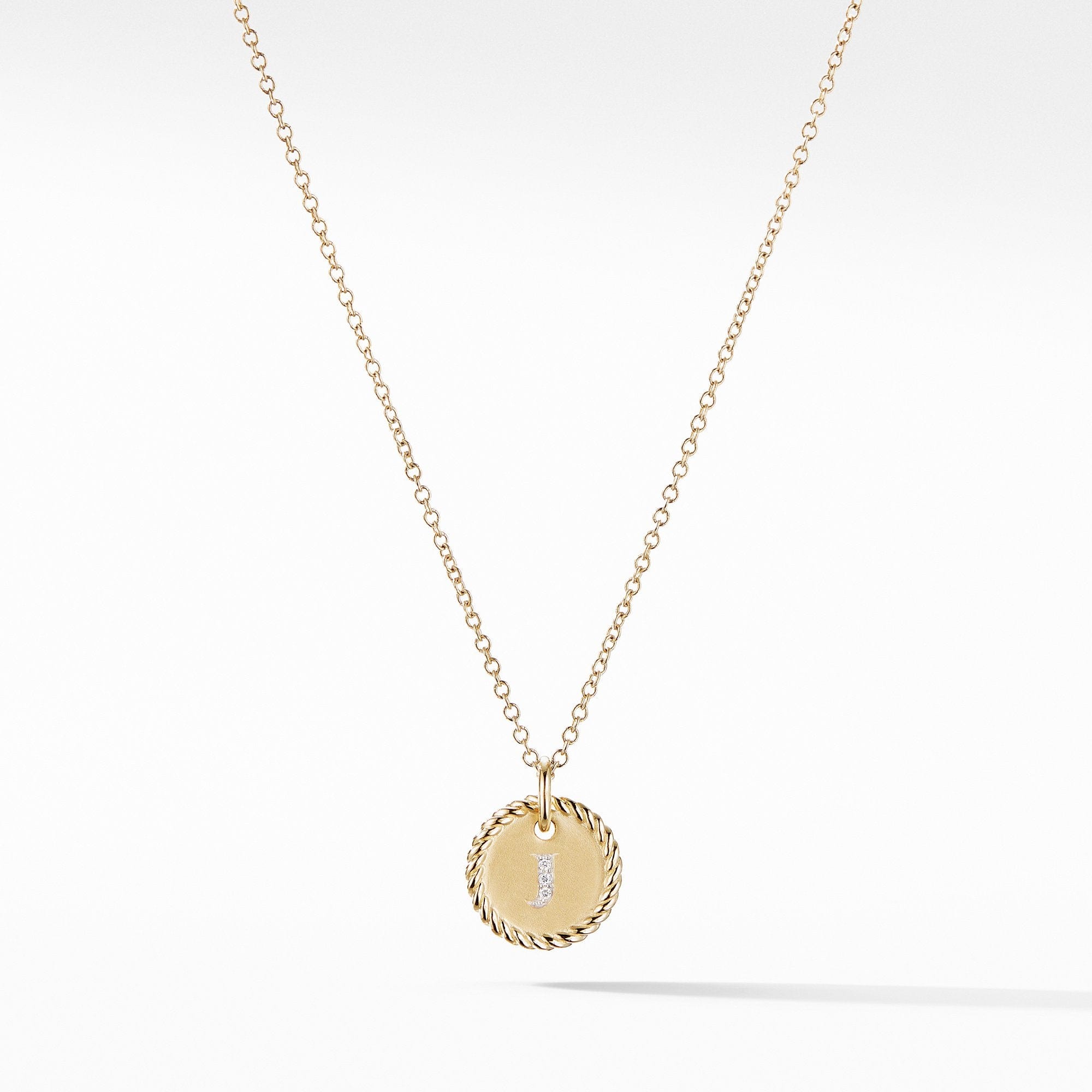 "J" Pendant with Diamonds in Gold on Chain