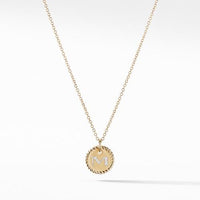 "M" Pendant with Diamonds in Gold on Chain