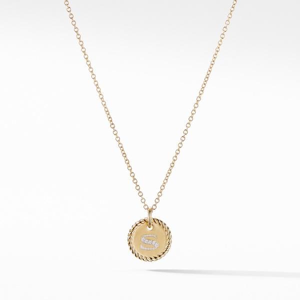 "S" Pendant with Diamonds in Gold on Chain