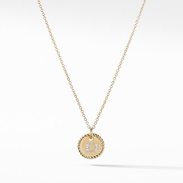 "D" Pendant with Diamonds in Gold on Chain
