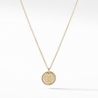 "D" Pendant with Diamonds in Gold on Chain