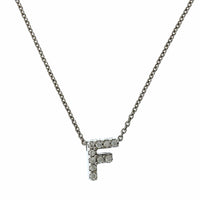 Roberto Coin 18K White Gold "F" Initial Diamond Necklace