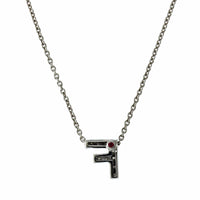 Roberto Coin 18K White Gold "F" Initial Diamond Necklace