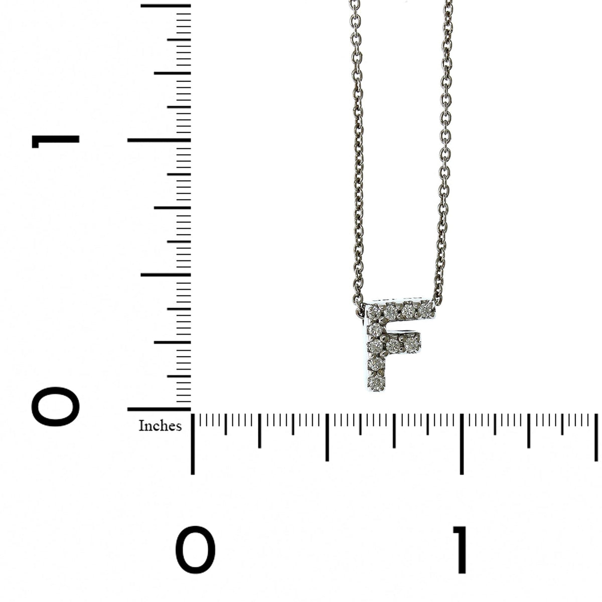 Roberto Coin 18K White Gold "F" Initial Diamond Necklace