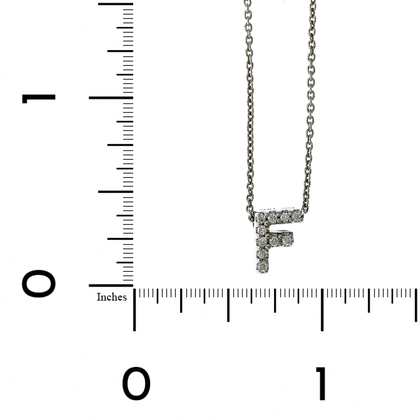 Roberto Coin 18K White Gold "F" Initial Diamond Necklace