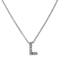 Roberto Coin 18K White Gold "L" Initial Diamond Necklace