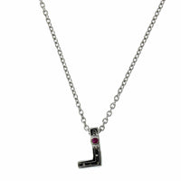 Roberto Coin 18K White Gold "L" Initial Diamond Necklace