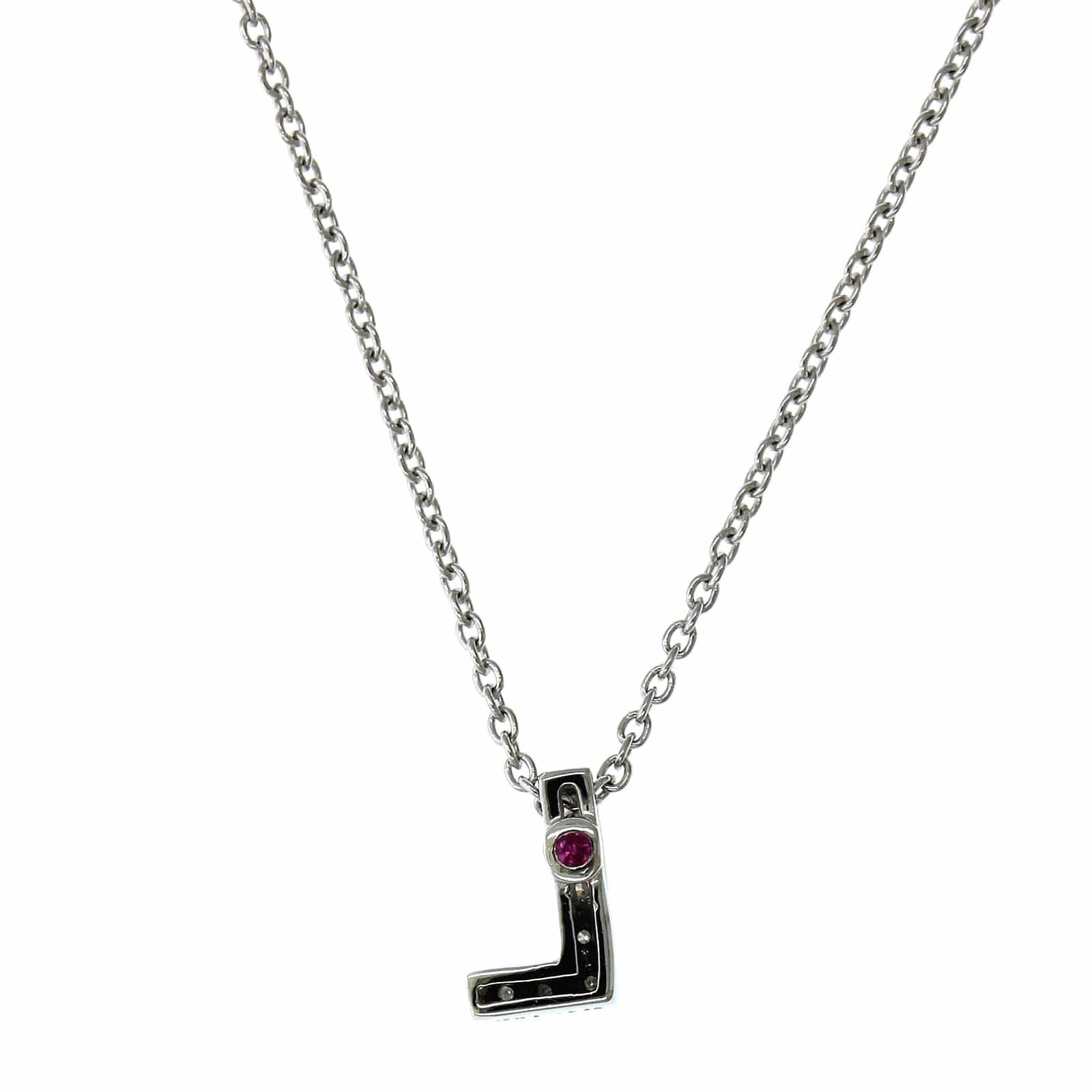 Roberto Coin 18K White Gold "L" Initial Diamond Necklace