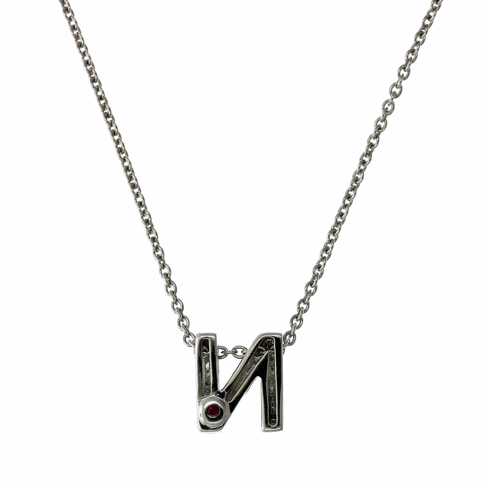 Roberto Coin 18K White Gold "N" Initial Diamond Necklace