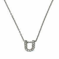 Roberto Coin 18K White Gold "U" Initial Diamond Necklace