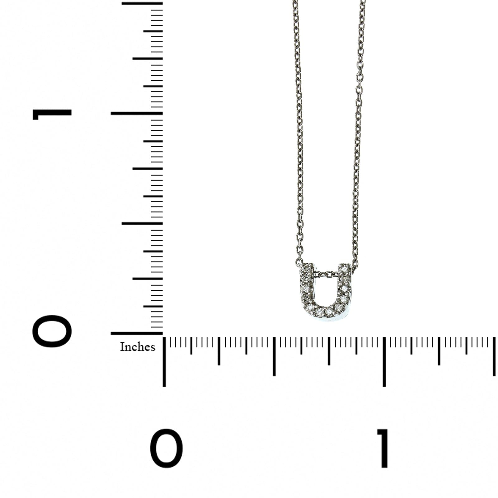 Roberto Coin 18K White Gold "U" Initial Diamond Necklace