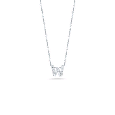18K White Gold "W" Diamond Necklace