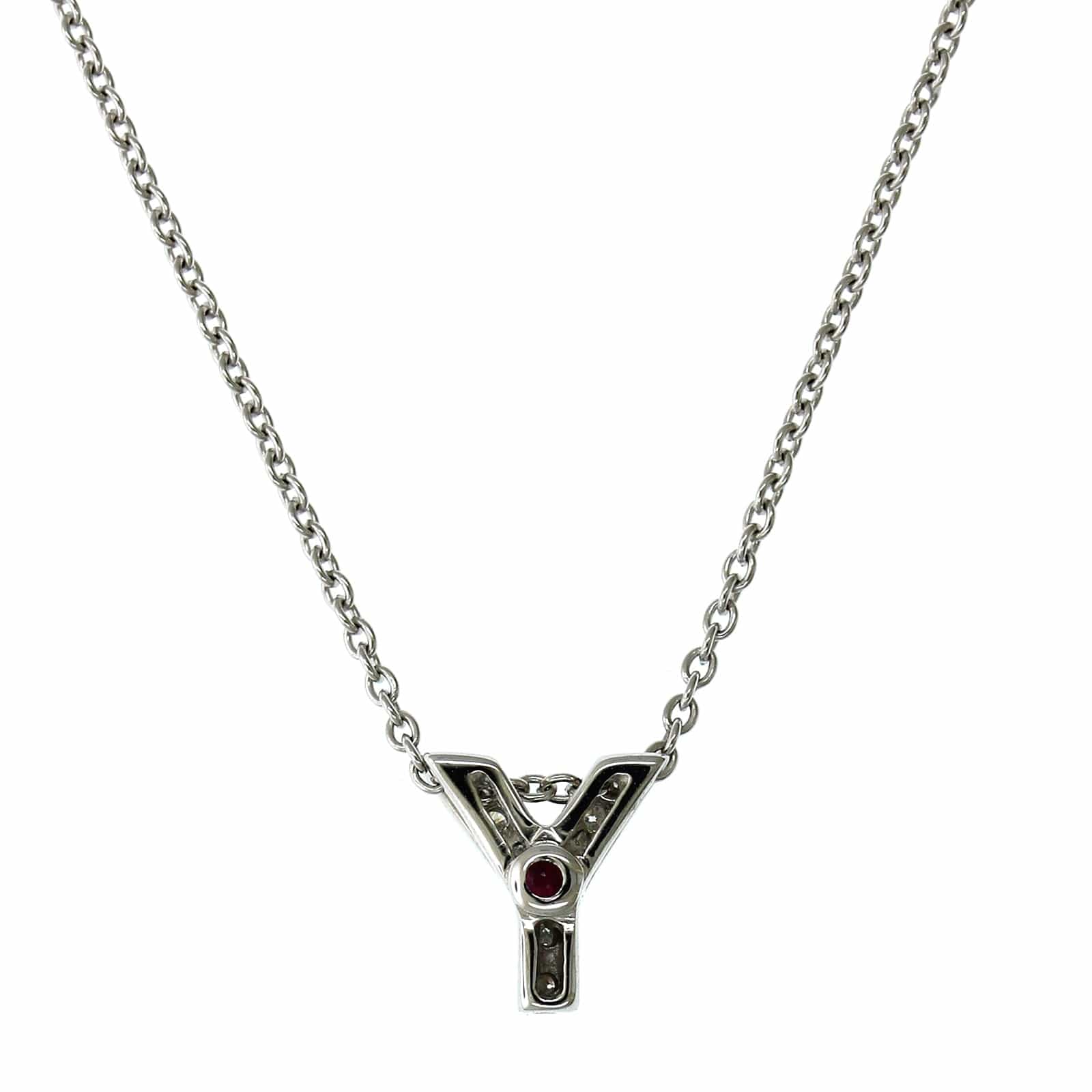 Roberto Coin 18K White Gold "Y" Initial Diamond Necklace