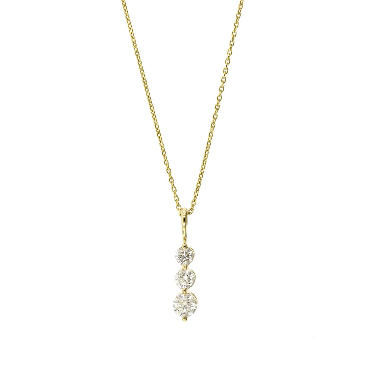 14K Yellow Gold 3 Stone Graduated Diamond Pendant