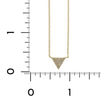 14K Yellow Gold Pave Diamond Triangle Necklace