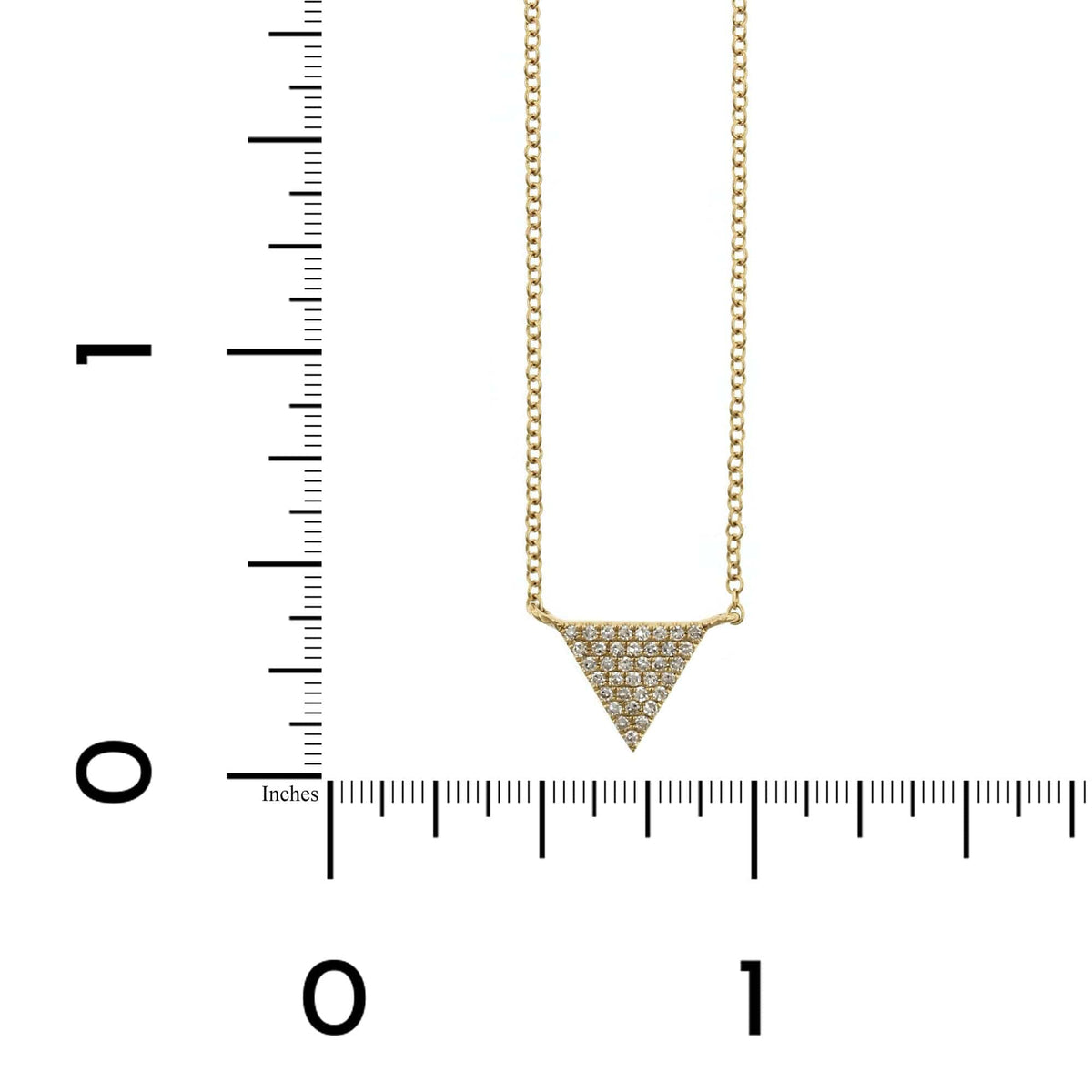 14K Yellow Gold Pave Diamond Triangle Necklace