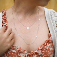 14K White Gold Diamond Pave Circle Pendant
