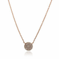 14K Rose Gold Small Diamond Disc Pendant