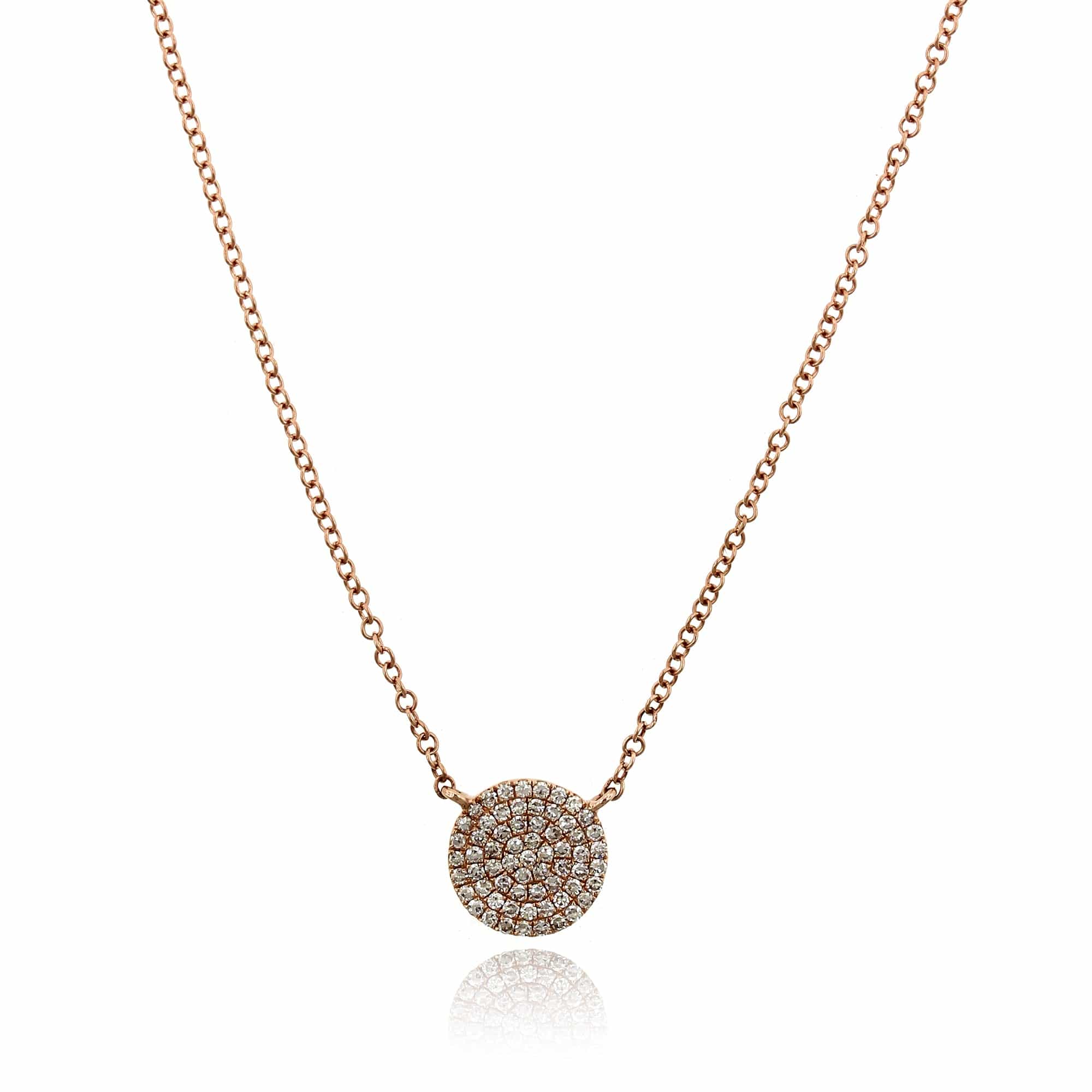 14K Rose Gold Small Diamond Disc Pendant