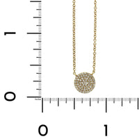 14K Yellow Gold Small Diamond Disc Pendant Necklace