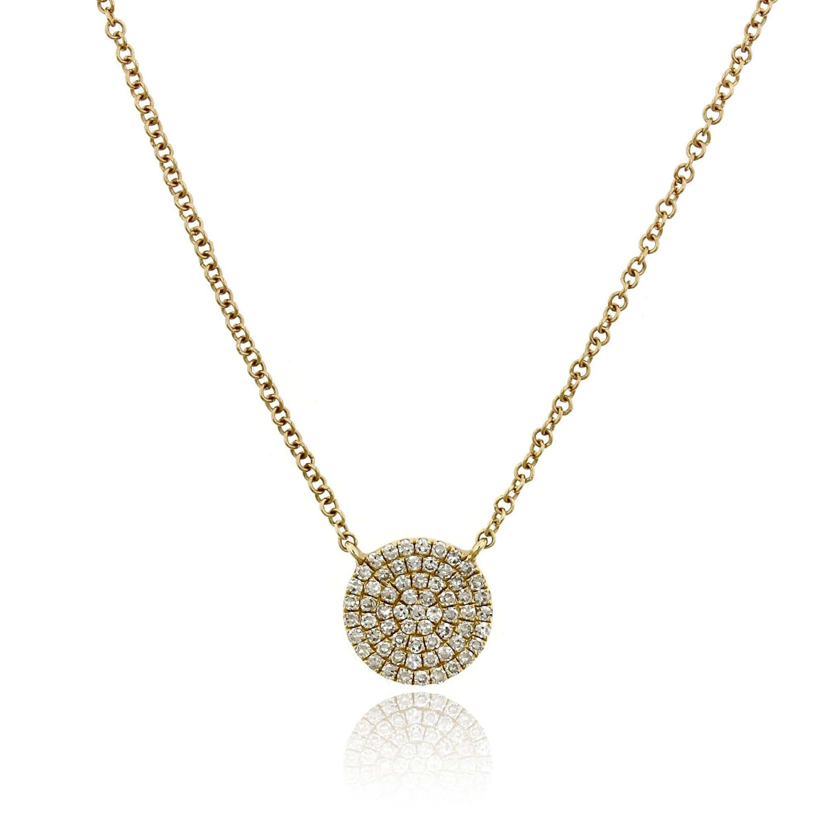 14K Yellow Gold Small Diamond Disc Pendant