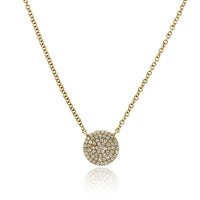 14K Yellow Gold Small Diamond Disc Pendant