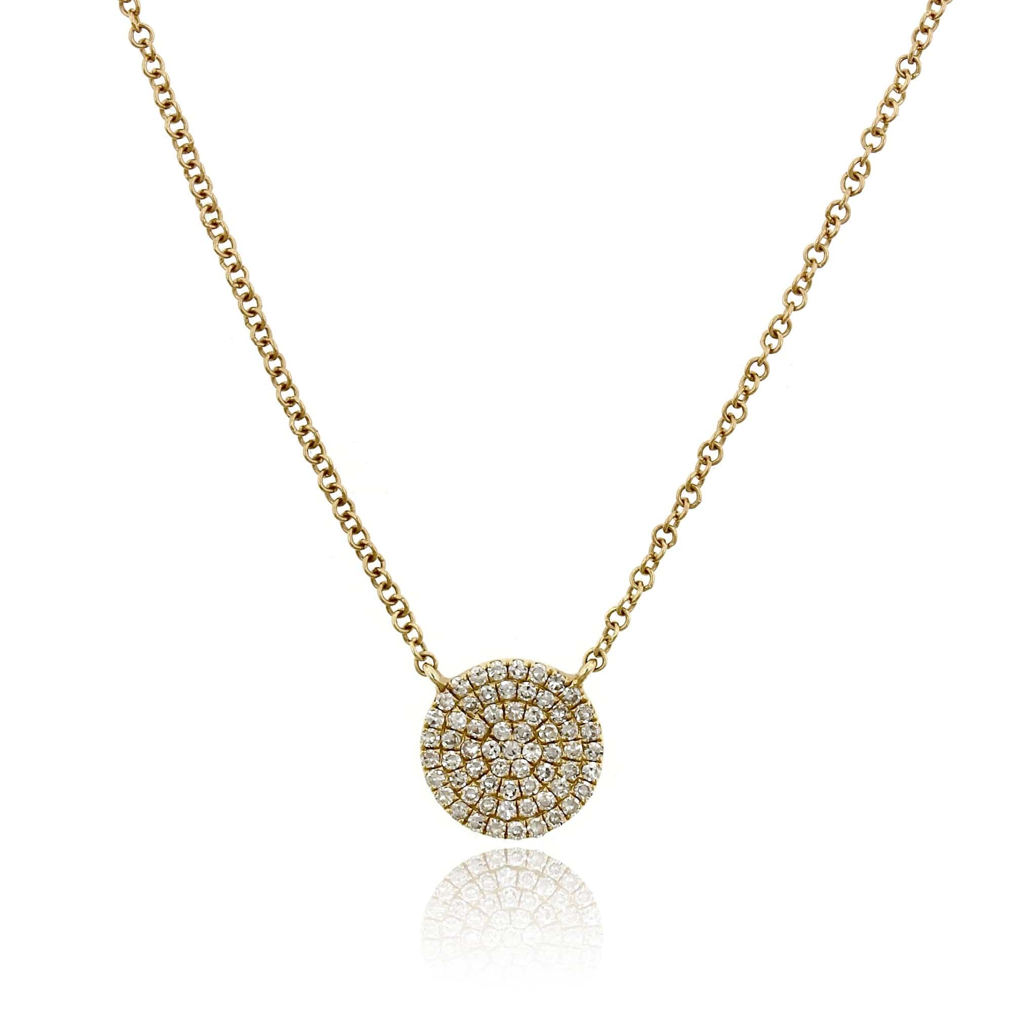 14K Yellow Gold Small Diamond Disc Pendant