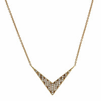 14K Yellow Gold Diamond V Necklace