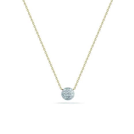 14K Yellow Gold Diamond Disc Necklace