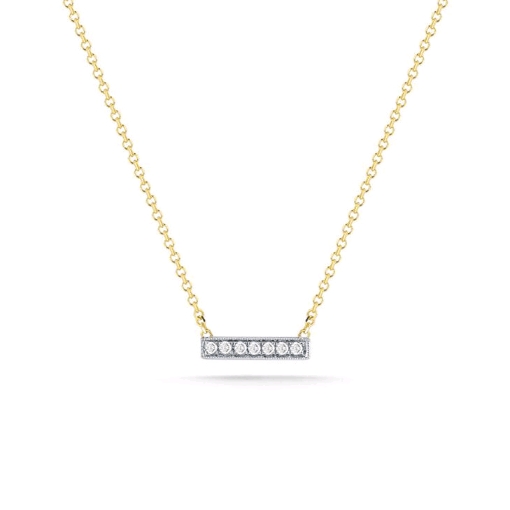 14K Yellow Gold Diamond Bar Necklace