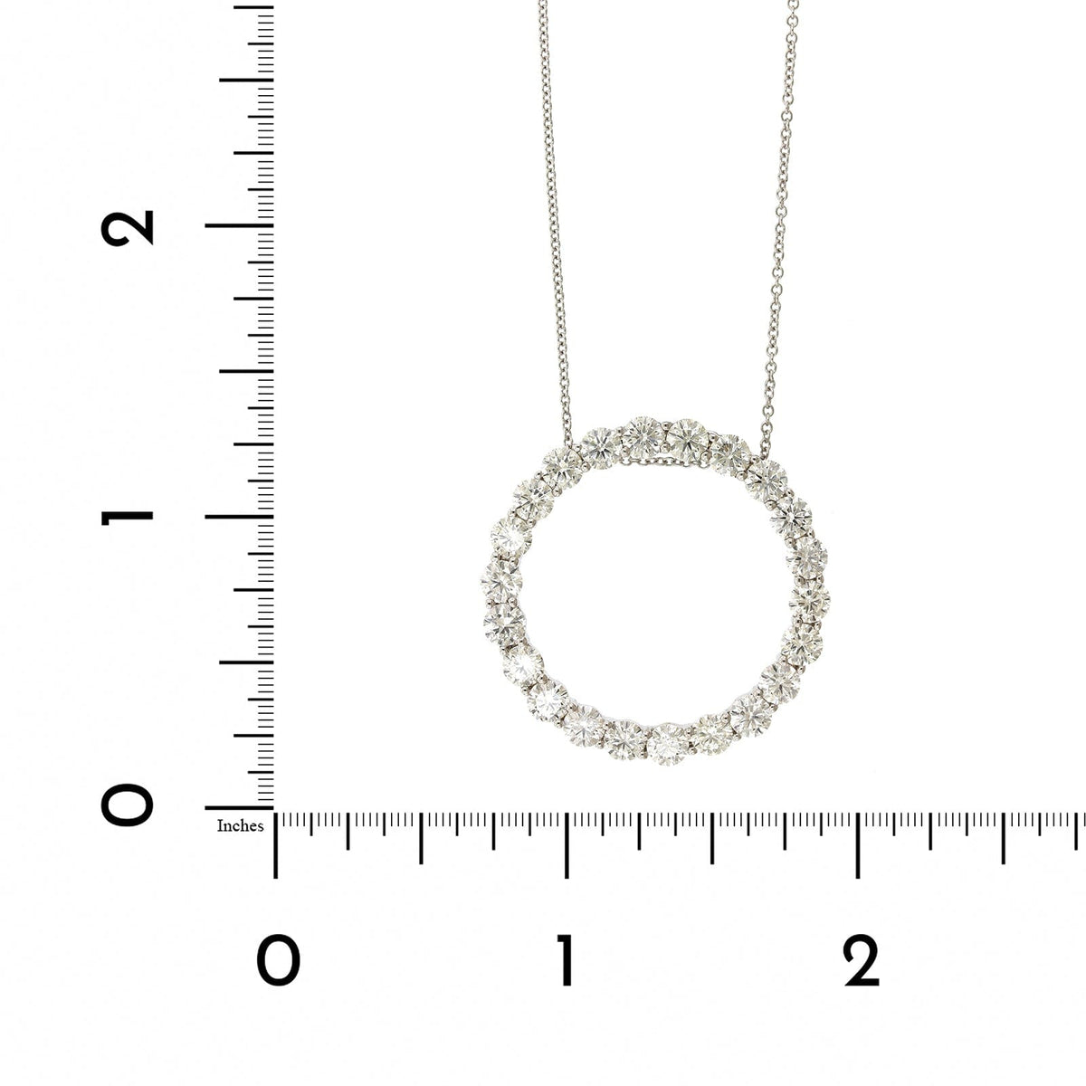 14K White Gold Diamond Circle Necklace
