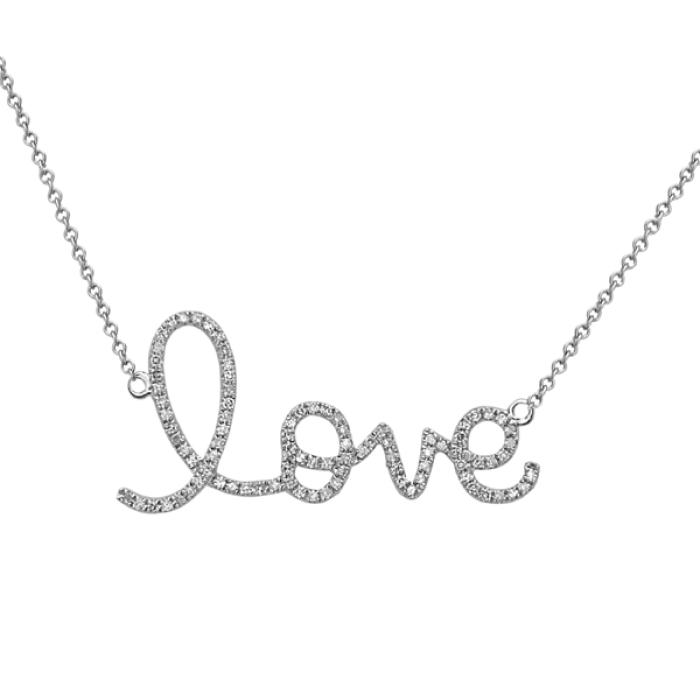 14K White Gold "love" Diamond Necklace