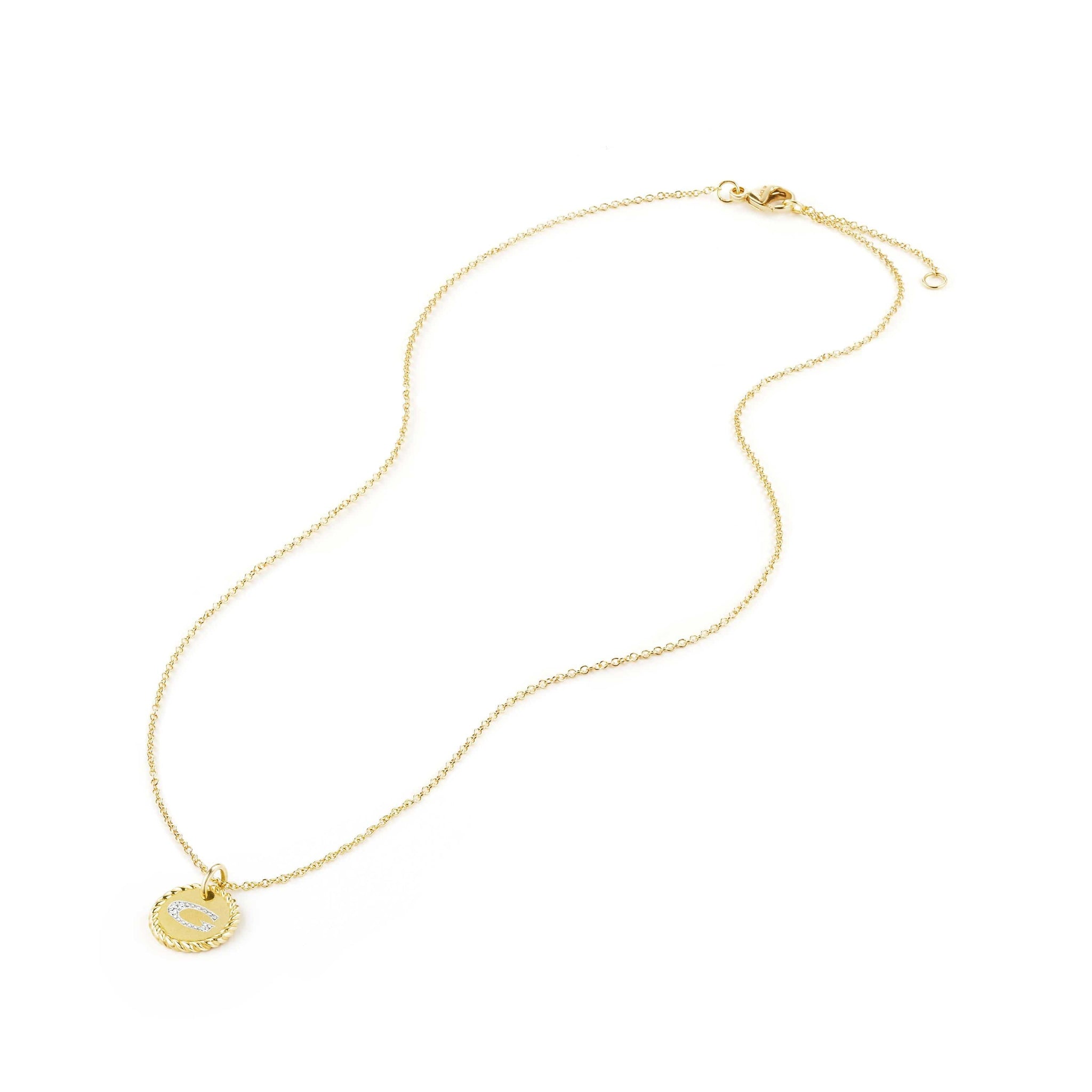 "G" Pendant with Diamonds in Gold on Chain